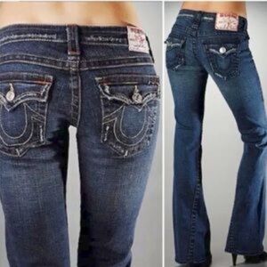 True Religion Disco Becky Big T Flare Medium Wash Denim Jeans sz 31